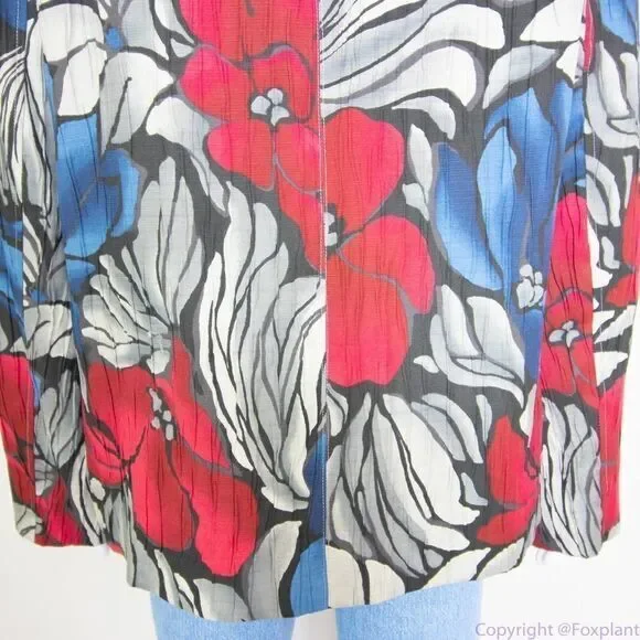 Afred Dunner women's cotton blend floral print zip up blazer jacket, size 16 - Picture 11 of 16